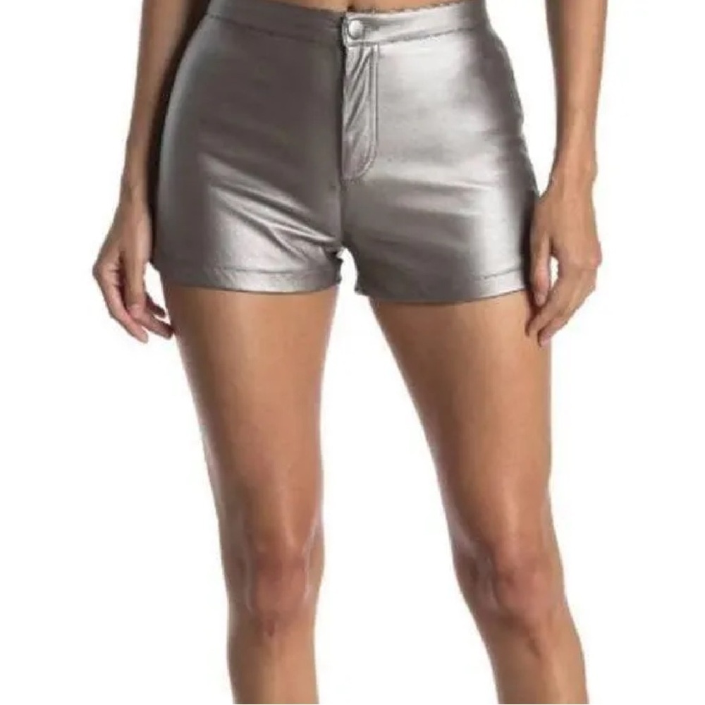 Just One | Faux Leather Hot Shorts in Pewter, Size S NWT